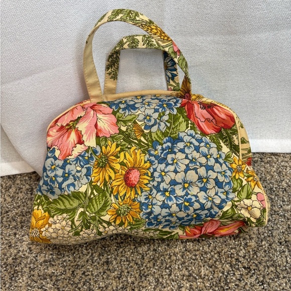 Vintage 70’s Floral Tote / Cosmetic Bag With Zipper Closure GVC Cottagecore Boho - Picture 2 of 8